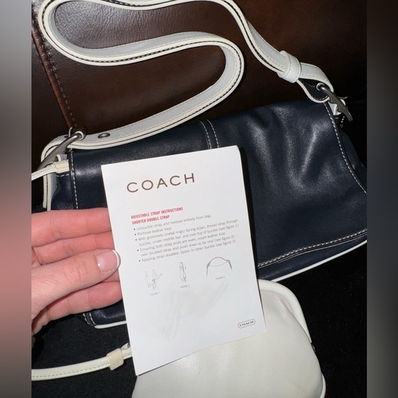 Coach Blue and White Leather Handbag with Coinpurse - Picture 9 of 16